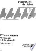 XIV censo nacional de población y III de vivienda, 24 de octubre 1973: Tolima