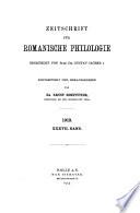 Zeitschrift Für Romanische Philologie